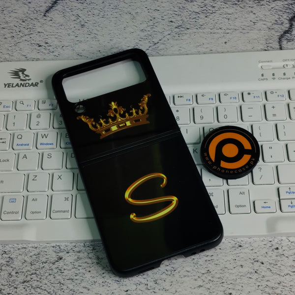 Z Flip 4- Alphabet king S - Premium Printed Glass soft Bumper shock Proof Case  CS-30610