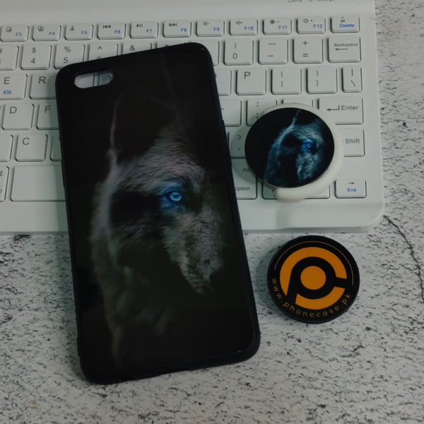 Oppo A3s - Wolf Design 9 - Premium Printed Glass soft Bumper shock Proof Case + with pop socket  CS-30799