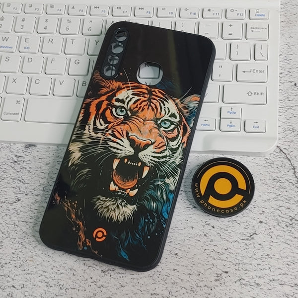 Infinix Hot 8 - Tiger 2.0 Design 2 - Premium Printed Glass soft Bumper shock Proof Case  CS-30781