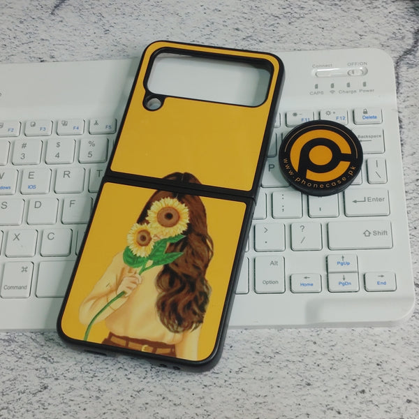 Z Flip 4- Anime Girls  Design 7 - Premium Printed Glass soft Bumper shock Proof Case CS-30768