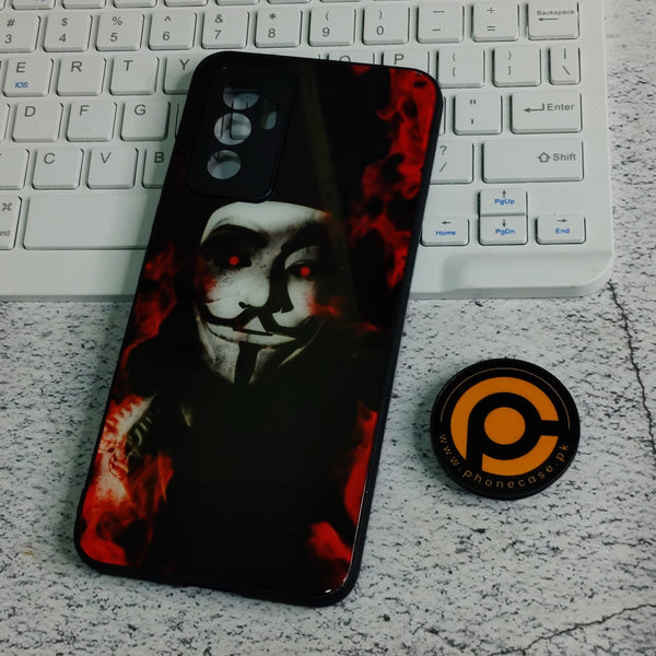 Vivo V23e -The Anonymous- Premium Printed Glass soft Bumper Shock Proof Case  CS-30809