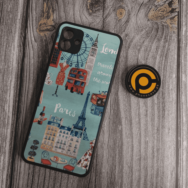 Samsung Galaxy A04 - London /  Paris Journey  - Premium Printed Glass soft Bumper shock Proof Case  CS-32944