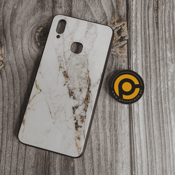 vivo Y95 -  White marble Desgin - Premium Printed Glass soft Bumper shock Proof Case  CS-32971