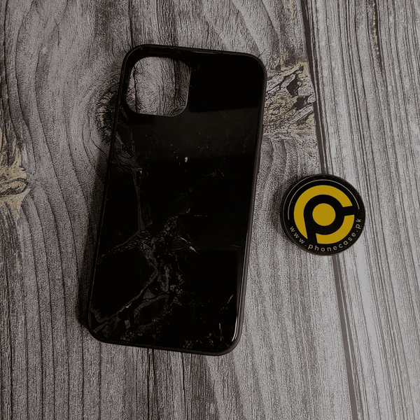 iPhone 12  -   Black marble -    Premium Printed Glass soft Bumper shock Proof Case CS-32948
