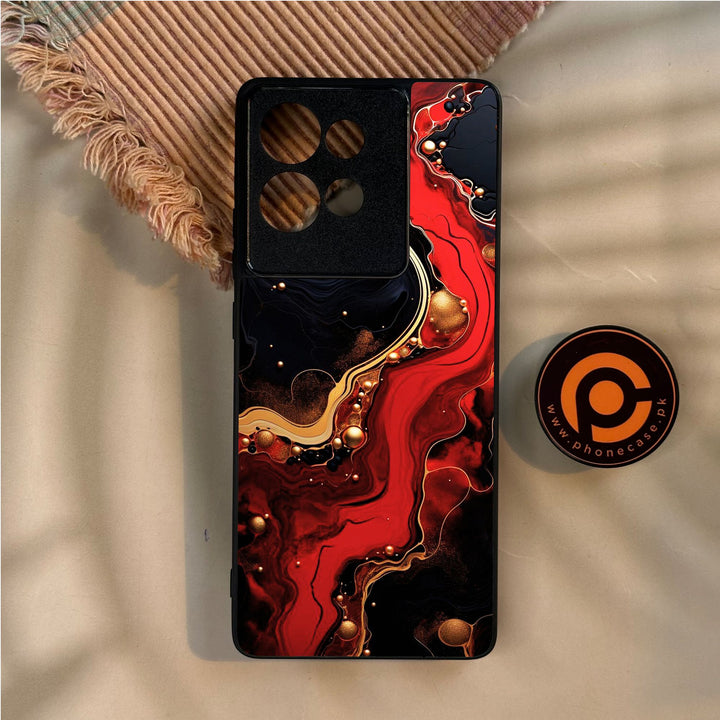 Motorola Edge 50 - Red Gold Marble - Premium Metal Printed Soft Bumper Shock Proof Case