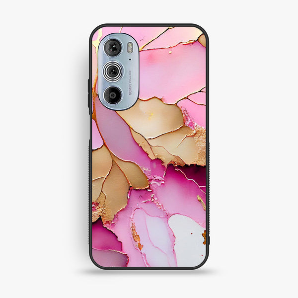 Motorola Edge 30 Pro - Pink Marble 2.0 Design 4 - Premium Metal Printed Soft Bumper Shock Proof Case