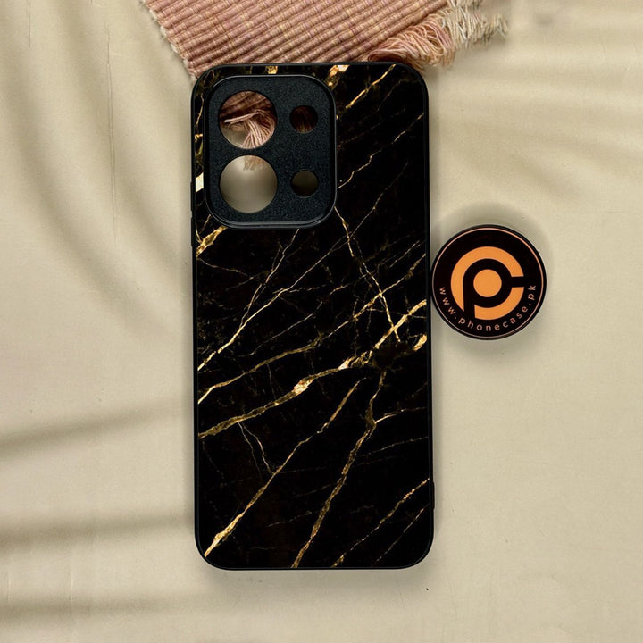 Xiaomi Poco C85 - Black Marble Design 7 - Premium Metal Printed Soft Bumper Shock Proof Case