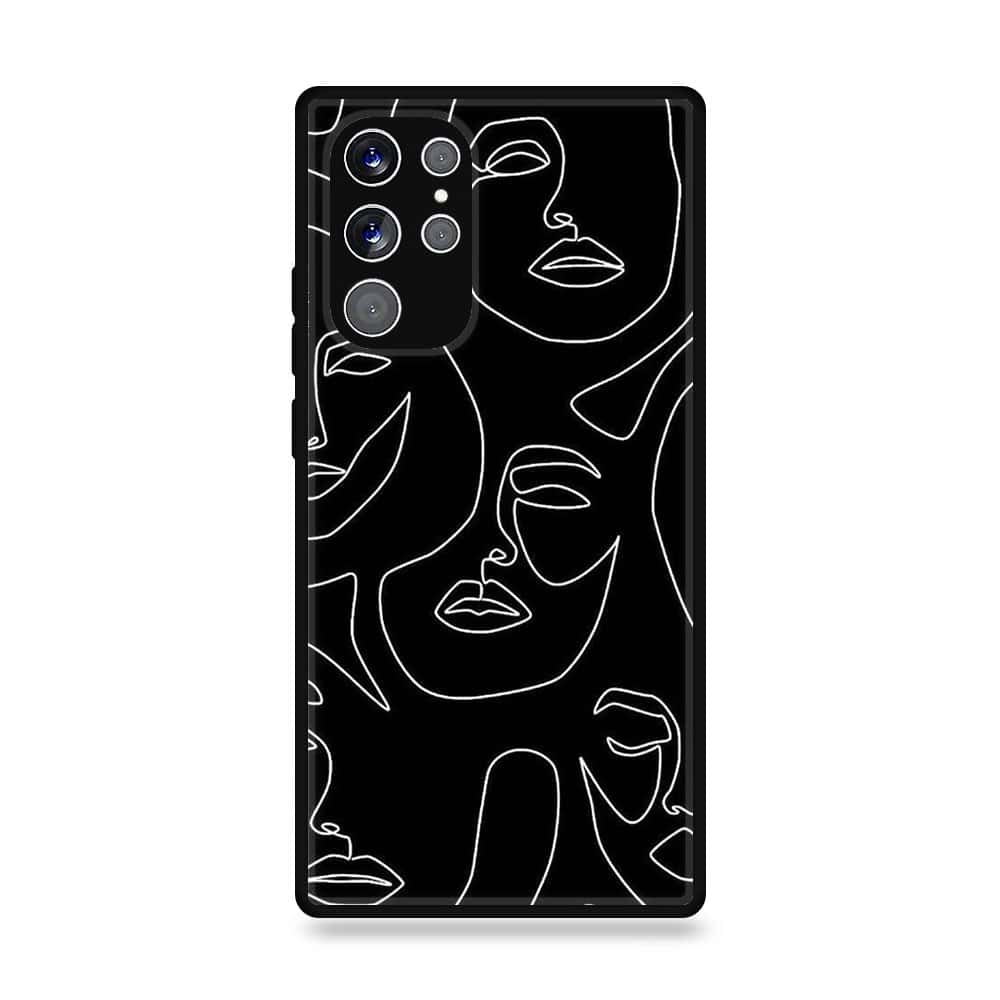 Samsung Galaxy S22 Ultra Girls Line Art Series Premium Printed Glass soft Bumper shock Proof Case