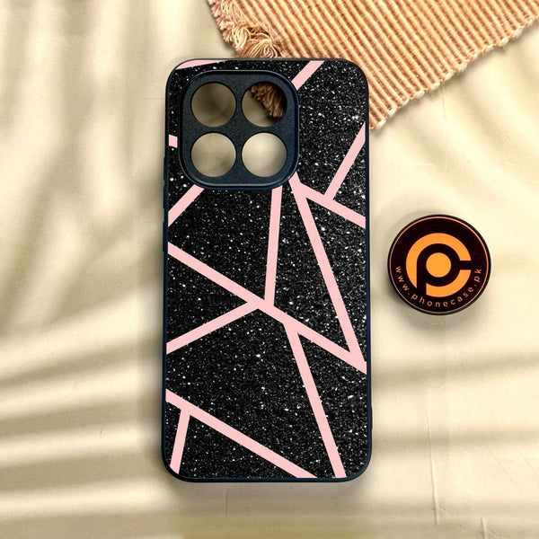 Xiaomi 15T - Black Sparkle Glitter With Rosegold - Premium Metal Printed Soft Bumper Shock Proof Case