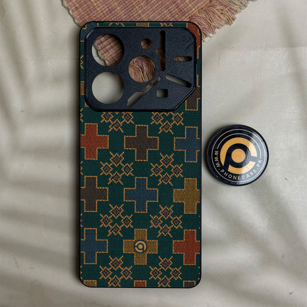 Tecno Pova 6 Neo - Classic Weave Design 8 - Premium Metal Printed Soft Bumper Shock Proof Case