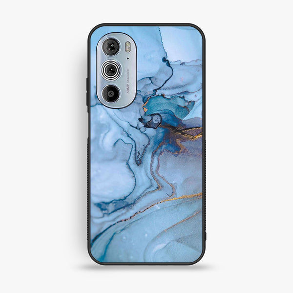 Motorola Edge 30 Pro - Blue Marble Design 1 - Premium Metal Printed Soft Bumper Shock Proof Case