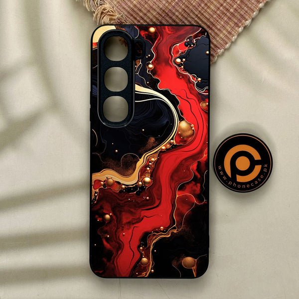 Vivo Y21d - Red Gold Marble - Premium Metal Printed Soft Bumper Shock Proof Case