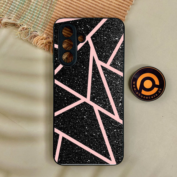 Samsung Galaxy A17 - Black Sparkle Glitter With Rosegold - Premium Metal Printed Soft Bumper Shock Proof Case