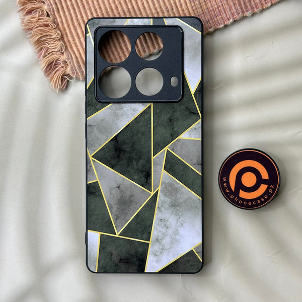 Infinix Note 40 4G - Geometric Marble Design 6 - Premium Printed Glass soft Bumper shock Proof Case  CS-42911