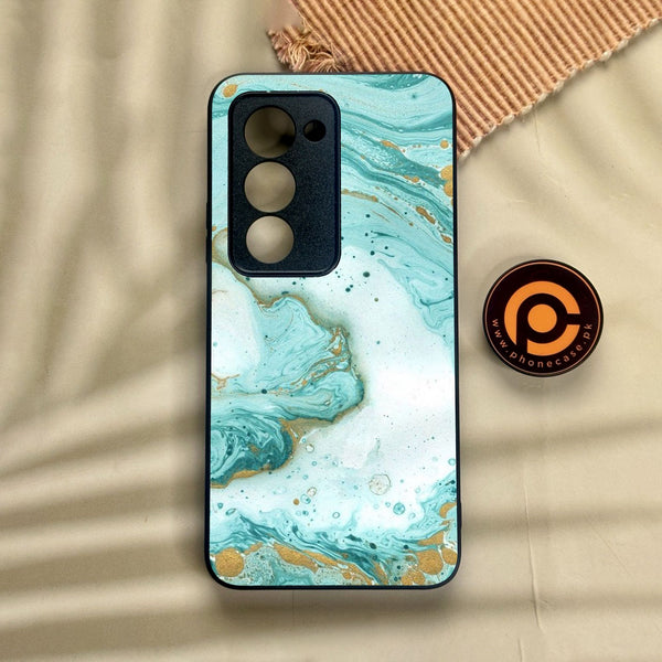 Xiaomi Redmi 15 - Aqua Blue Marble Design - Premium Metal Printed Soft Bumper Shock Proof Case