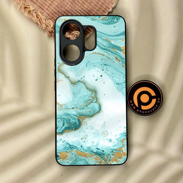 Vivo V60 - Aqua Blue Marble Design - Premium Metal Printed Soft Bumper Shock Proof Case
