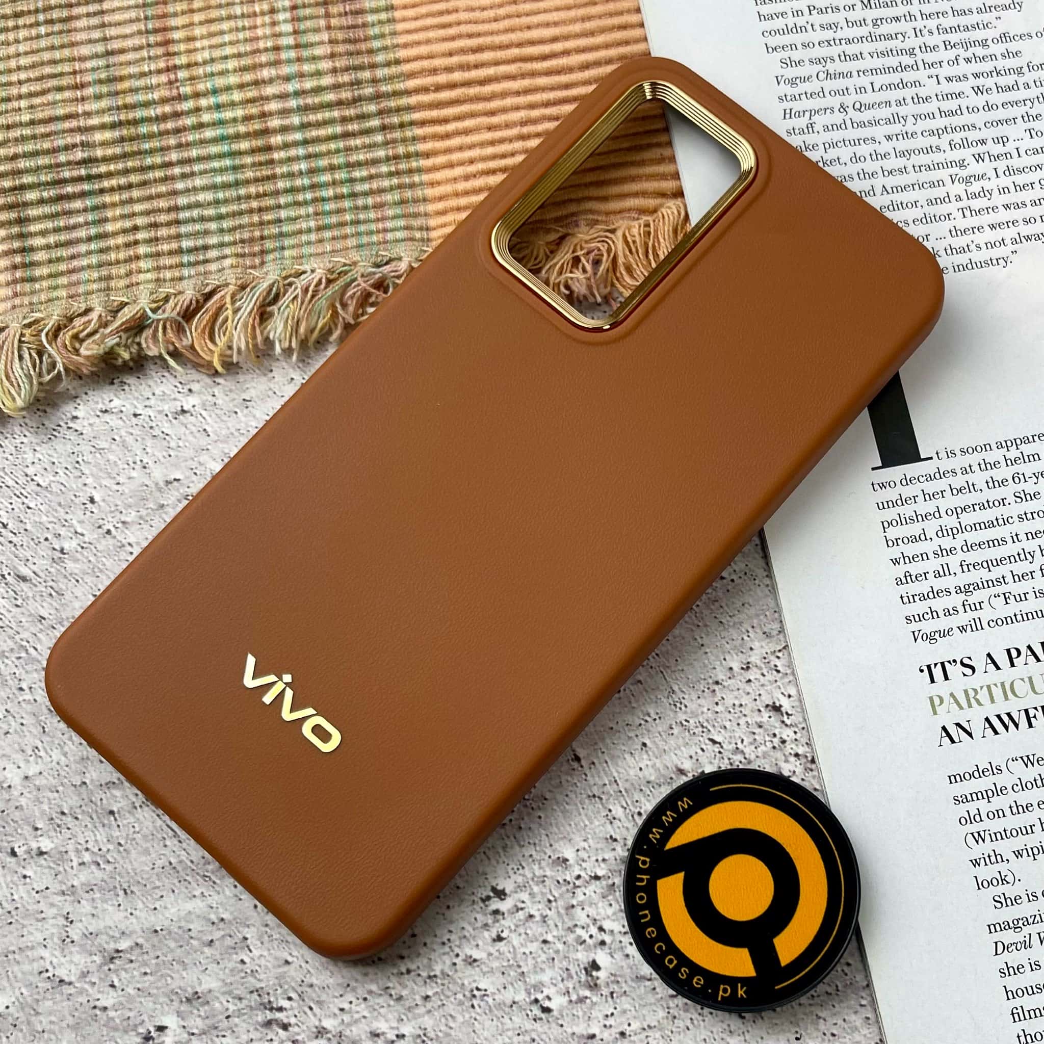 Vivo V23E Premium Dual layer Leather Feel Electroplated Case