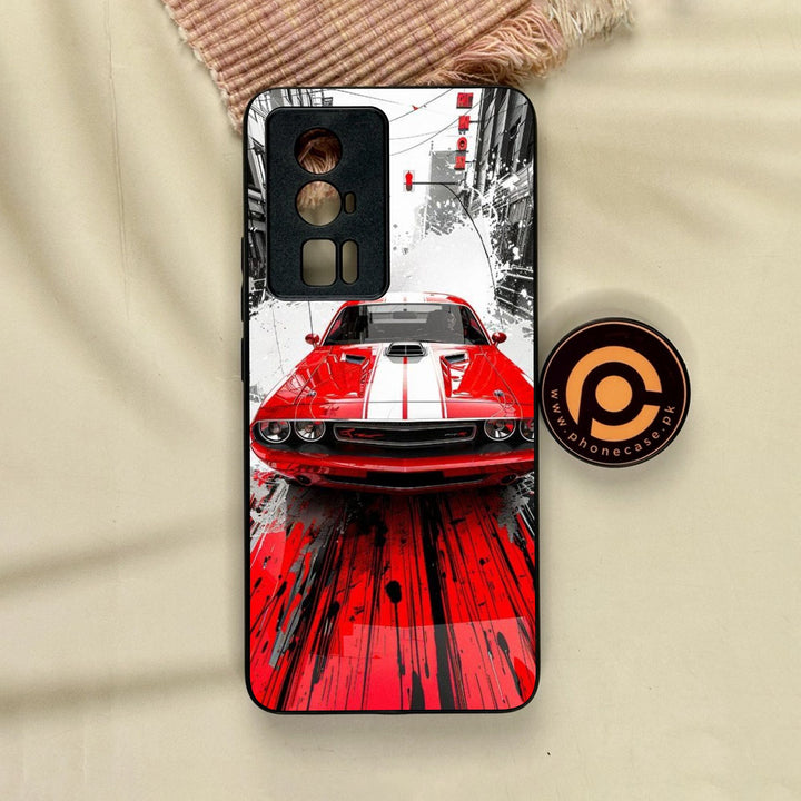 Xiaomi Poco F5 Pro - Red Muscle Car Thrill - Premium Metal Printed Soft Bumper Shock Proof Case
