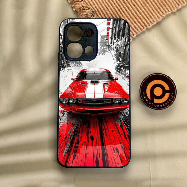 Oppo A6 Pro - Red Muscle Car Thrill - Premium Metal Printed Soft Bumper Shock Proof Case
