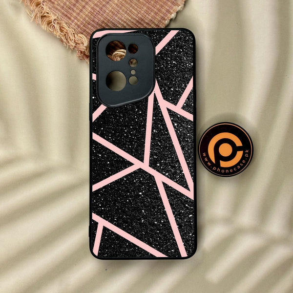 Oppo Find X5 Pro - Black Sparkle Glitter With Rosegold - Premium Metal Printed Soft Bumper Shock Proof Case