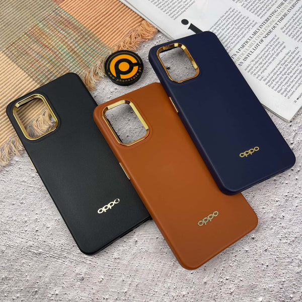 Oppo F19/ A95/ A74 Premium Dual layer Leather Feel Electroplated Case