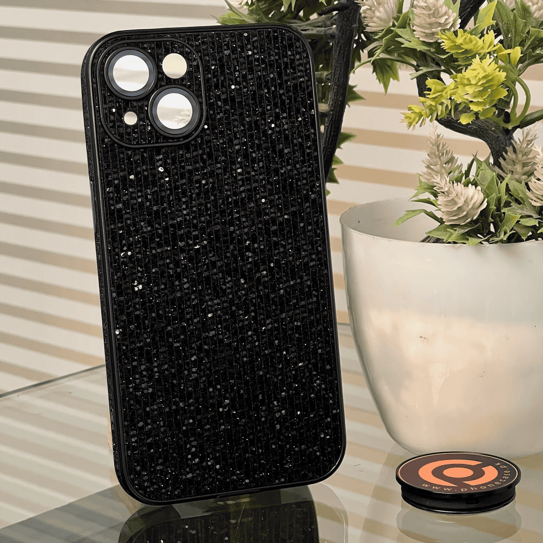 iPhone 13 Diamond Glitter Case with Built-in Camera Lens Glass