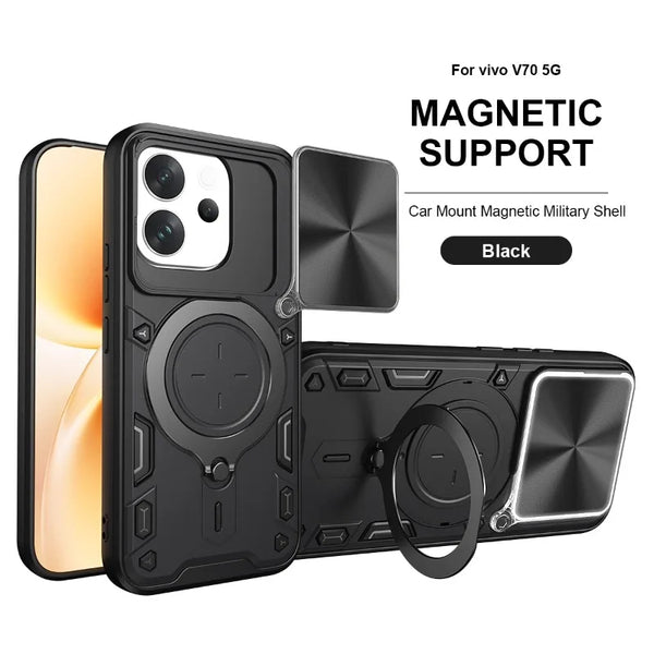 Vivo V70/V70 Elite - Stryker Heavy-Duty Magnetic Case with Sliding Lens Protector