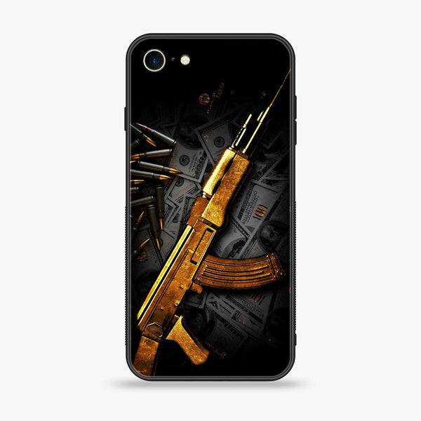 iPhone SE 2022 - Dollar Series - Premium Printed Glass soft Bumper shock Proof Case