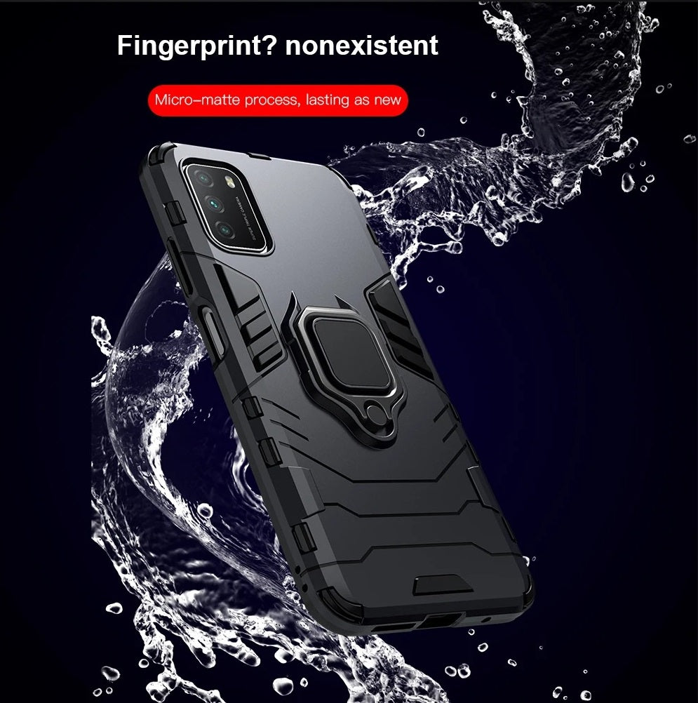 Redmi Note 9 4G / 9T / 9 Power Upgraded Ironman with holding ring and kickStand Hybrid shock proof case