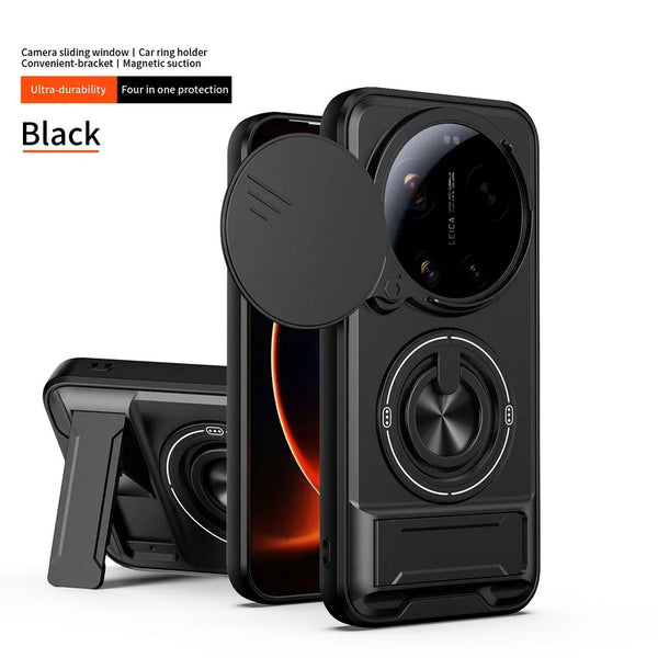 Xiaomi 17 Ultra - Tactical Stealth MagSafe Case with Sliding Lens, Ring Holder & Kickstand