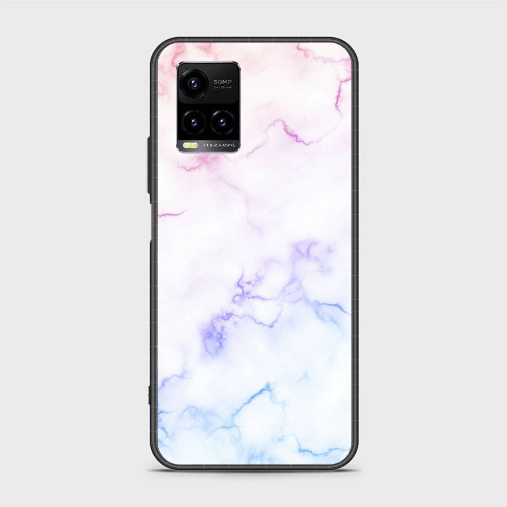 Vivo Y21a  White Marble Series Premium Printed Glass soft Bumper shock Proof Case