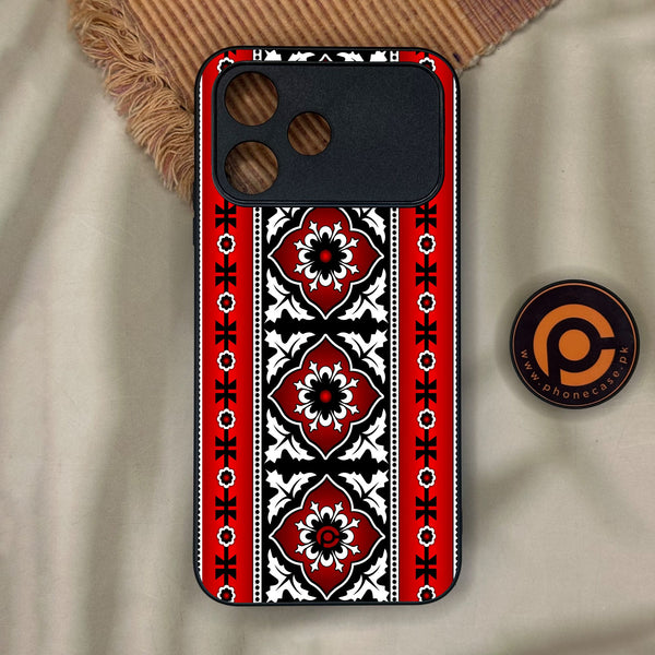 Oppo A6C - Ajrak Design 1 - Premium Metal Printed Soft Bumper Shock Proof Case