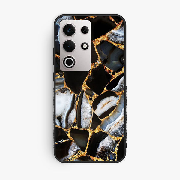 Itel S25 Ultra - Black Marble Design 5 - Premium Metal Printed Soft Bumper Shock Proof Case