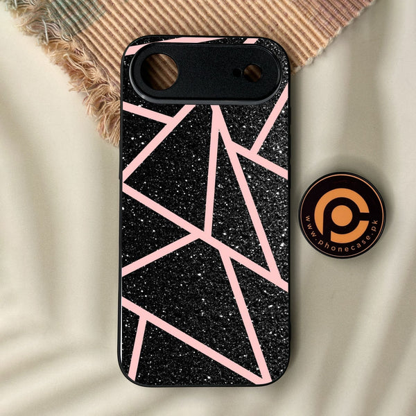 iPhone Air - Black Sparkle Glitter With Rosegold - Premium Metal Printed Soft Bumper Shock Proof Case