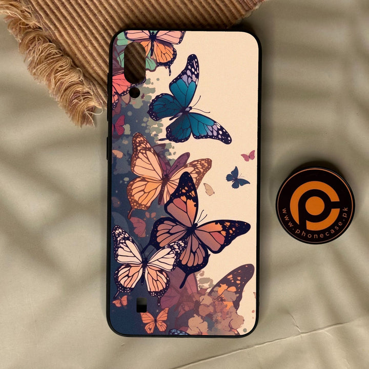 Samsung Galaxy M10 - Butterflies Design 6 - Premium Metal Printed Soft Bumper Shock Proof Case