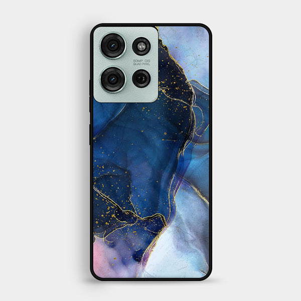 Motorola Moto G75 - Blue Marble Design 7 - Premium Metal Printed Soft Bumper Shock Proof Case