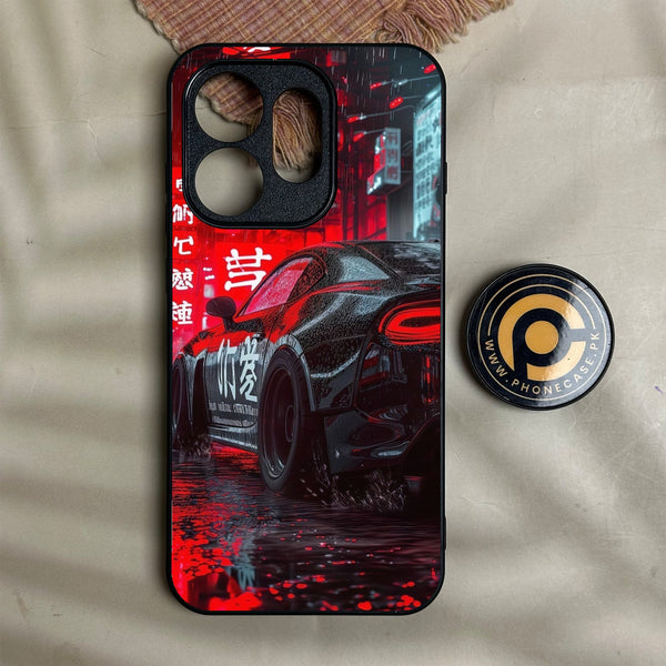 Oppo Reno 16 - Tokyo Dark Night Racing Car - Premium Metal Printed Soft Bumper Shock Proof Case