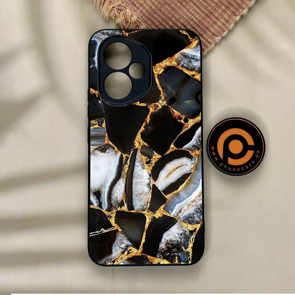 Honor 400 - Black Marble Design 5 - Premium Metal Printed Soft Bumper Shock Proof Case
