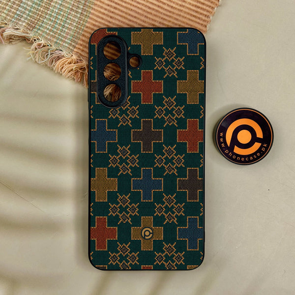 Samsung Galaxy A55 5G - Classic Weave Design 8 - Premium Metal Printed Soft Bumper Shock Proof Case