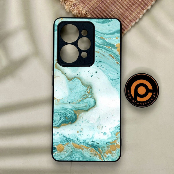Realme 15 - Aqua Blue Marble Design - Premium Metal Printed Soft Bumper Shock Proof Case
