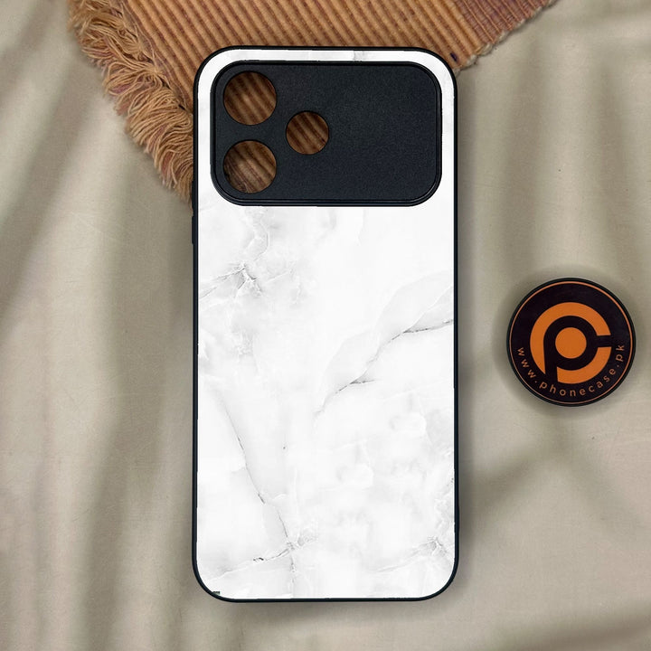Oppo A6C - White Design 5 - Premium Metal Printed Soft Bumper Shock Proof Case