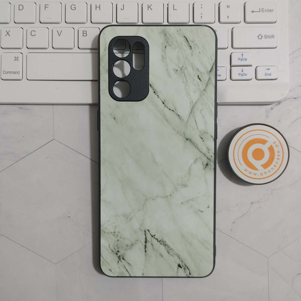 Oppo Reno 6 - White Marble Design - Premium Printed Glass soft Bumper shock Proof Case CS-23755