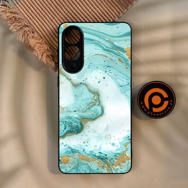 Galaxy S25 Edge - Aqua Blue Marble Design - Premium Metal Printed Soft Bumper Shock Proof Case