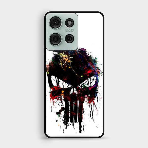 Motorola Moto G75 - Punisher Skull Design - Premium Metal Printed Soft Bumper Shock Proof Case