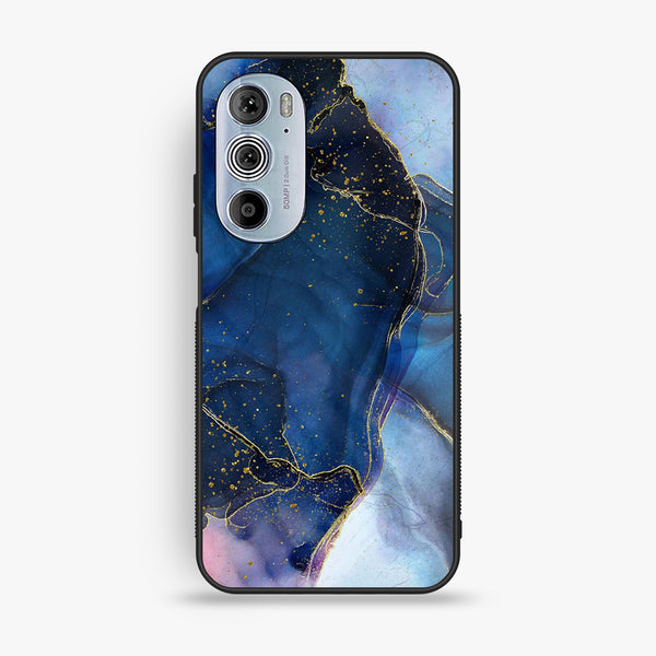 Motorola Edge 30 Pro - Blue Marble Design 7 - Premium Metal Printed Soft Bumper Shock Proof Case