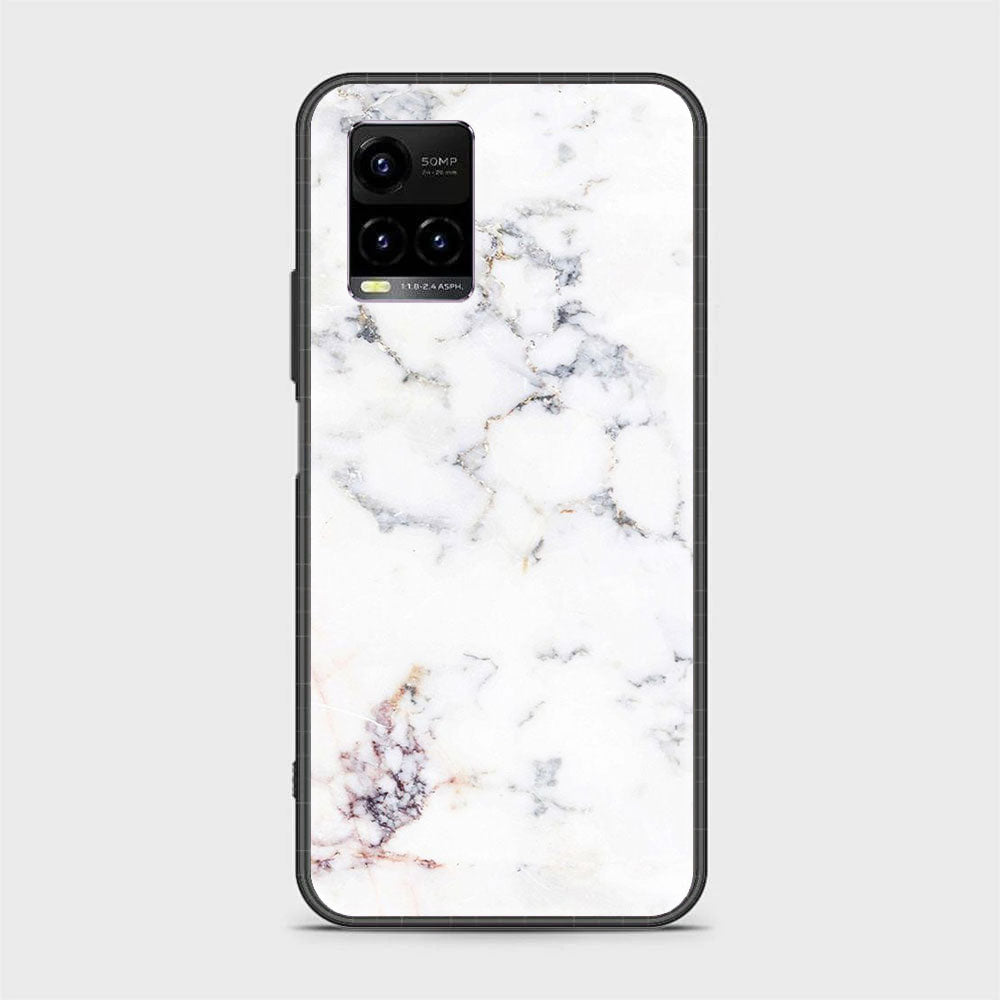 Vivo Y21a  White Marble Series Premium Printed Glass soft Bumper shock Proof Case