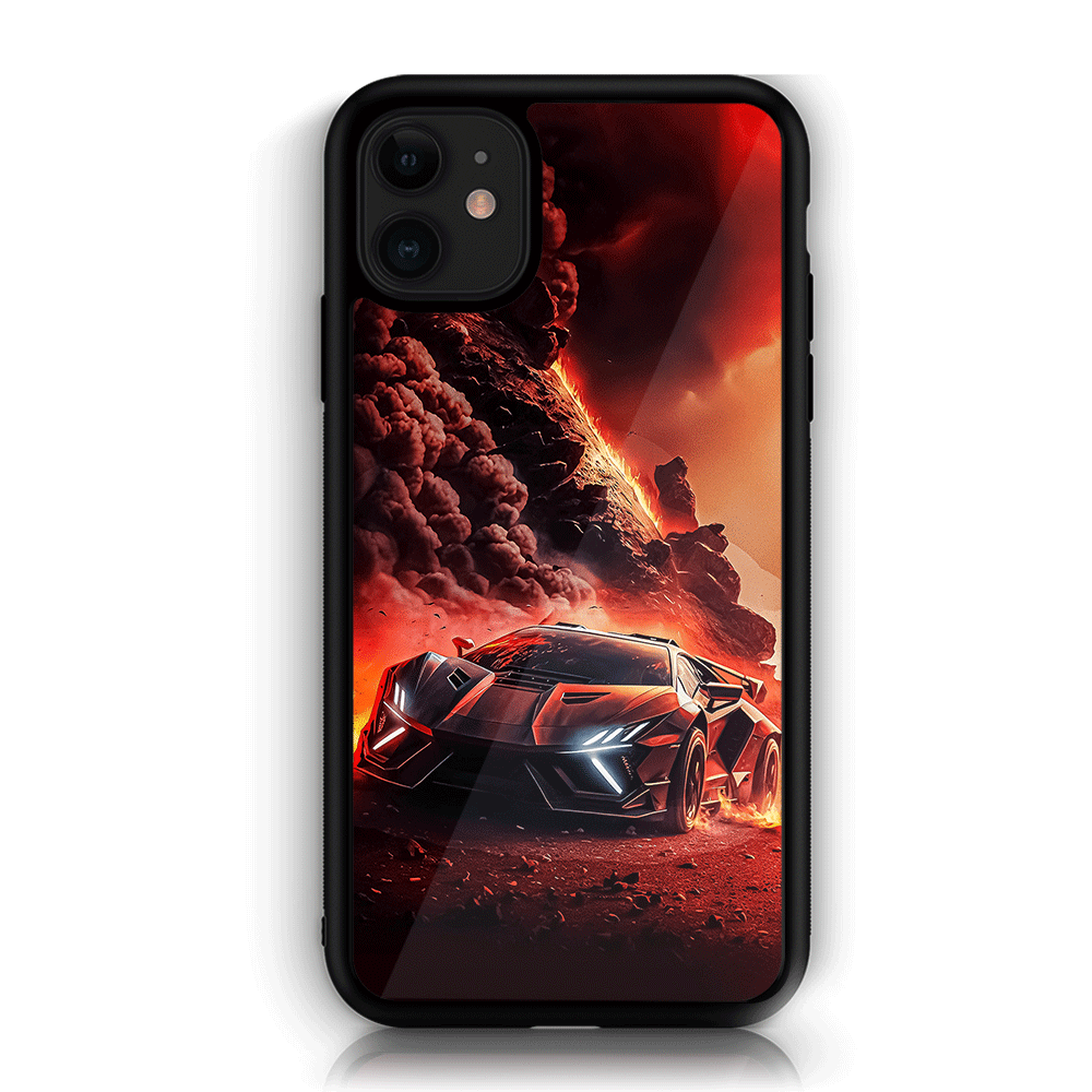 iPhone 11 Racing Series  Premium Printed Glass soft Bumper shock Proof Case