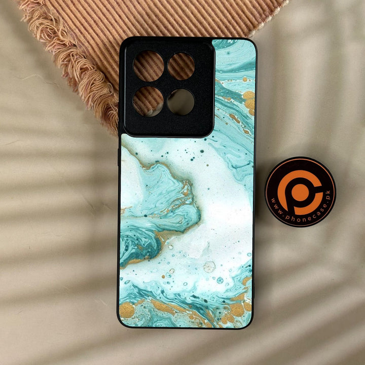 Motorola Moto G86 - Aqua Blue Marble Design - Premium Metal Printed Soft Bumper Shock Proof Case