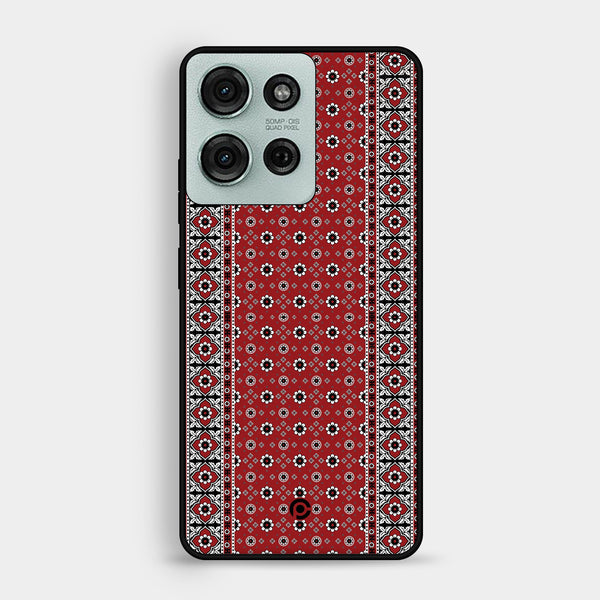 Motorola Moto G75 - Ajrak Design 12 - Premium Metal Printed Soft Bumper Shock Proof Case