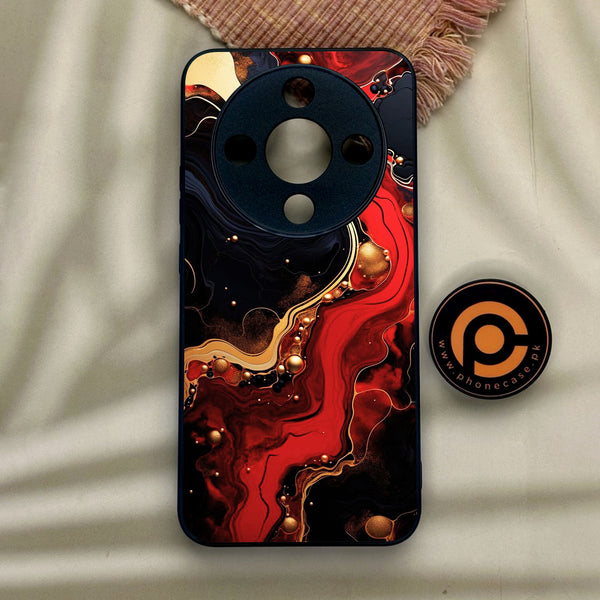 Honor x9d - Red Gold Marble - Premium Metal Printed Soft Bumper Shock Proof Case